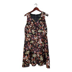 Mossimo Womens Sleeveless V-Neck Colorful Fit N Flare Zip Back Party Dre…